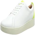Fitflop Women's Rally Tennis Neon Pop Trainers, Urban White Electric Yellow, 7 US