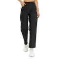 Urban CoCo Women's High Waist Wide Leg Hiking Cargo Pants Baggy Y2K Streetwear with Pockets, Black, Medium