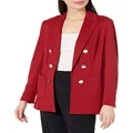 Anne Klein Women's Faux Double Breasted Patch Pocket Jacket, Sangria/Sangria, X-Small