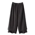 Minibee Women's Wide Leg Pants Loose Layer Capris Yoga Palazzo Elastic Waist Trousers Black L