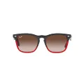 Ray-Ban RB4487f Steve Low Bridge Fit Square Sunglasses, Green on Transparent Red/Brown Gradient, 54 mm