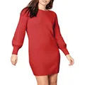 BB Dakota Women's Seen Sweater Days Dress, Crimson Red, large