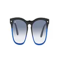 Ray-Ban RB4487f Steve Low Bridge Fit Square Sunglasses, Black on Transparent Blue/Clear Gradient Light Blue, 54 mm