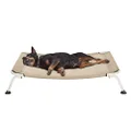 Veehoo Curved Cooling Elevated Dog Bed, White Frame Outdoor Raised Dog Cot, Chew Proof Pet Bed with Washable & Breathable Textilene Mesh, Non-Slip feet for Indoor & Outdoor, X Large, Beige Coffee