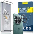 MOOISVS 2+2Pack For OnePlus 12 Tempered Glass Screen Protector+Camera Lens Protector, 3D Curved Tempered Glass Film,9H Hardness,Anti-Scratch, Support Fingerprint Screen Protector For OnePlus 12.