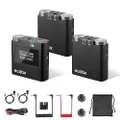 GODOX Virso S M2 (2 TX+1 RX+Charging Case), Sony Hot Shoe Connection, 200m(656ft) Range, Wireless Microphones, 17-Hour Battery, 2.4GHz Noise Cancelling Mic, for Cameras, PC, Smartphones