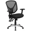 Flash Furniture Mid-Back Black Mesh Multifunction Swivel Ergonomic Task Office Chair with Adjustable Arms
