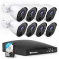 Swann 8 Channel 8 Camera Security System, Wired Surveillance 1080p Full HD DVR 1TB HDD, Indoor/Outdoor, Heat & Motion Detection + Night Vision, Pairs with Google Assistant + Alexa, SWDVK-845808V