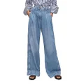 PLNOTME Women's High Waisted Wide Leg Jeans Baggy Mom Casual Denim Pants, Light Blue, 6