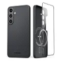 Thinborne Compatible with Samsung Galaxy S24 Case, [Made of 600D Aramid Fiber] [Magnetic Charging] [Thin & Lightweight] [ Slim Minimalist Style with Carbon Fiber Textures]