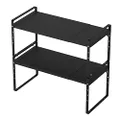 SANNO Expandable Stackable Kitchen Cabinet and Counter Shelf Organizer, White,Black, 7.8"W, 2 pack