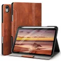 Antbox iPad Mini 6 Case (2021) 6th Generation iPad Mini 8.3 inch Case with Pencil Holder Vegan Leather Smart Cover with Auto Sleep/Wake Stand Function (Brown)