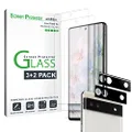 amFilm Screen Protector for Google Pixel 6A -5G(2022), with 2 Pack Camera Lens Protector, 0.33mm Thickness, HD Clear, Anti-Scratch Bubbles-Free, Glass, 3+2 Pack