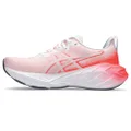 ASICS Women's NOVABLAST 4 Running Shoe, White/Sunrise Red, 5