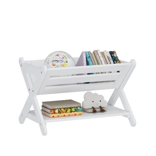 UTEX Kids Bookshelf with Caddy, Toddler Bookshelf, Book Storage Organizer, Small Book Shelf for Kids Rooms, Nursery, Playroom, White