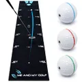 ME AND MY GOLF Breaking Ball Putting Mat (7.5ft) - Includes Instructional Training Videos, Black