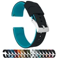 19mm Black/Aqua Blue -Barton Elite Silicone Watch Bands - Quick Release - Choose Strap Color & Width