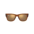 Ray-Ban RB0840sf Mega Wayfarer Low Bridge Fit Square Sunglasses, Transparent Brown/Light Brown Mirrored Gold, 52 mm