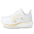 New Balance Women's FuelCell Rebel V3 Running Shoe, White/Gold Metallic/Light Gold Metallic, 9.5 Wide
