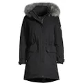 Lands' End Women's Expedition Waterproof Down Winter Parka with Faux Fur Hood, Black, Large