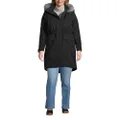 Lands' End Women's Expedition Waterproof Down Winter Parka with Faux Fur Hood, Black, Medium