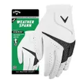 Callaway Golf Weather Spann Premium Synthetic Golf Glove (White, Single, Standard, Large, Worn on Right Hand)