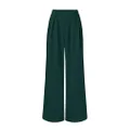MEROKEETY Women's Wide Leg Pants High Waist Long Straight Work Business Casual Trousers with Pockets, Dark Green, Large