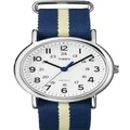 Timex Men's Weekender Slip Through Quartz Watch with White Dial Analogue Display and Blue Nylon Strap T2P142