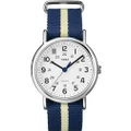 Timex Men's Weekender Slip Through Quartz Watch with White Dial Analogue Display and Blue Nylon Strap T2P142