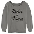 WARNER BROS Women's Game of Thrones Dragoness Leader Junior's Raglan Pullover with Coverstitch, Gray Heather, XX-Large