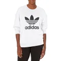 adidas Originals Women's Trefoil Crew Sweatshirt, White, Medium