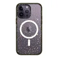 Casetify Impact Case for iPhone 14 Pro Max Compatible with Magsafe - Space Pattern on Clear Background/Gold Stars and Moon Universe - Glossy Black Re