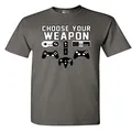 City Shirts Mens Choose Your Weapon Console Gamer Funny DT Adult T-Shirt Tee (Large, Charcoal)