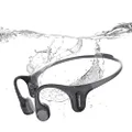 Mojawa Run Plus Bone Conduction Open Ear IP68 Headphones with Bluetooth, Voice Assistant, and 32 GB MP3 Storage for Outdoor Sports, Black