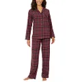 Pajamagram Women Flannel Pajama Set - Women Pajamas Set, Burgundy, MD