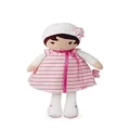 Kaloo Tendresse My First Fabric Doll Rose K 12.5” Soft Plush Figure in Pink Striped Dress and Matching Bow with Baby Safe Embroidered Face Machine Washable for Ages 0+