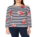 Joules Women's Harbour Print Long Sleeve Jersey Top, Creme Floral, 4