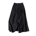 Gihuo Women' s Palazzo Pants Casual Cotton Linen Elastic Waist Wide Leg Culottes Capris…, Black01, Large