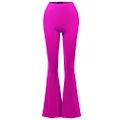 SSOULM Women's Stretchy Wide Leg High Waist Bell Bottom Flare Pants with Plus Size, Spa001_fuchsia, XX-Large