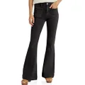 Cicy Bell Women's High Waisted Flare Jeans Stretch Bell Bottom Wide Leg Denim Pants, Black, 8