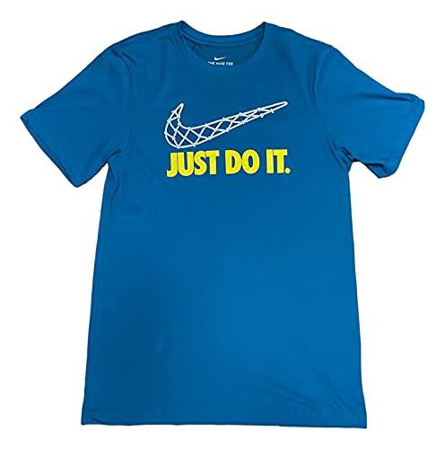 Nike Sportswear Men's Graphic T Shirt (Teal/Basketball Net Swoosh, Small)