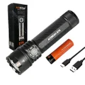 ACEBEAM E75 Quad-Core High-Performance Rechargeable Flashlight High CRI 5000K -3000 Lumens Black w/Battery and Eco Sensa Type C Charging Cable