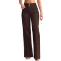 roswear Women’s Wide Leg Jeans Casual High Waisted Stretch Baggy Loose Denim Pants, Brown, Large