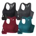 FITTIN Racerback Sports Bras For Women- Padded Seamless Sports Bra for Yoga Gym Workout Fitness 4 Packs 3XL