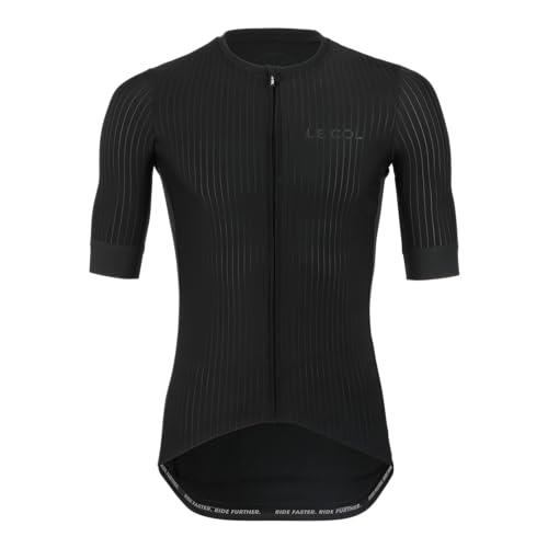 LE COL Men’s Pro Aero Jersey | Aerodynamic Cycling Shirt | WindTunnel Tested, Drag Reducing, Lightweight | Black, Black, Medium
