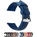 Fullmosa Leather 18mm Watch Straps for Women and Men, Quick Release Replacement Strap Compatible for Garmin Vivoactive 4s, Withings Steel HR 36mm, Huawei Watch Women, Fossil Gen 3 4, Dark Blue