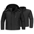 Wantdo Men's Mountain 3 in 1 Waterproof Ski Jacket Warm Short Parka Black Large