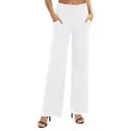 Urban CoCo Women's Solid Wide Leg Palazzo Lounge Pants Casual Straight Leg High Waist Stretch Pants, White, Large
