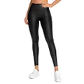 CRZ YOGA Women's Butterluxe Matte Faux Leather Leggings - 26.5''/28'' No Front Seam High Waist Stretch Gym Leggings Pleather Pants, Black Classic, 12