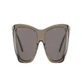 Persol PO0009 Square Sunglasses, Opal Smoke/Dark Grey, 57 mm